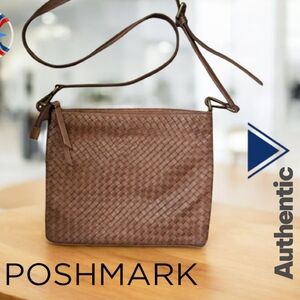 50%Off / Authentic Valentina Elegant Brown Woven Crossbody Bag 100% Leather